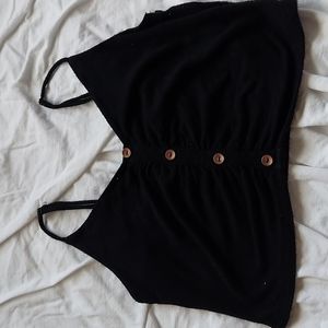 Black Tank Crop Tropical Feel